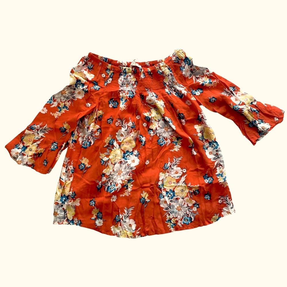 BeachLunchLounge Floral Orange Blossom off the shoulder Top Size XS NWT - Picture 5 of 15